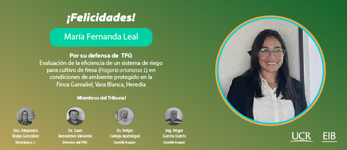 Felicitaciones a la estudiante María Fernanda Leal por su defensa de TFG.